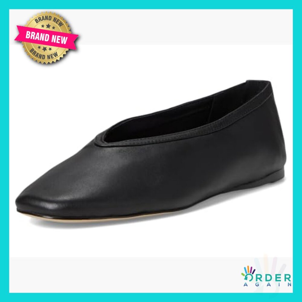 Square-Toe Ballet Flats Metallic Finish Elegant Minimal Chic Comfortable Slip-On - Picture 7 of 7
